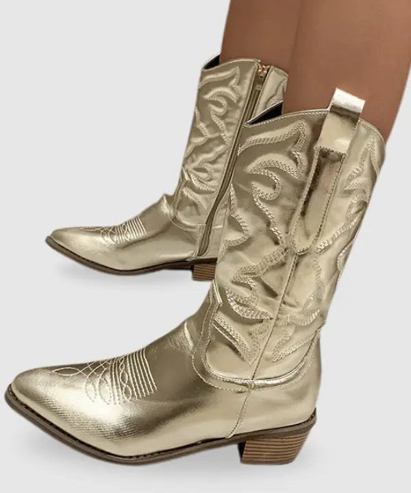 Geneva – Elegant Metallic Cowboy Boots for Women with a Modern Western Look