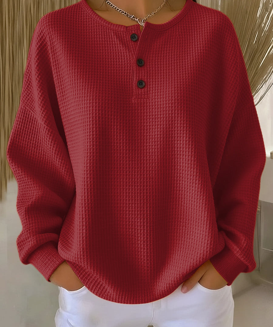 Helle™ | Vaffelstrikket Hyggetrøje