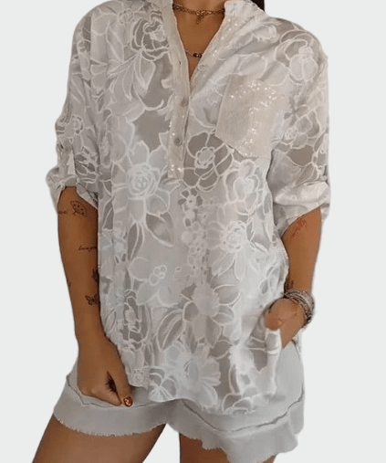 Johanne | Blå blomsterbluse