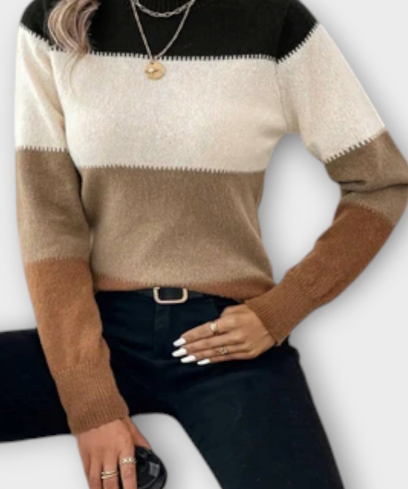 Vibeke | Stribet Strikketrøje