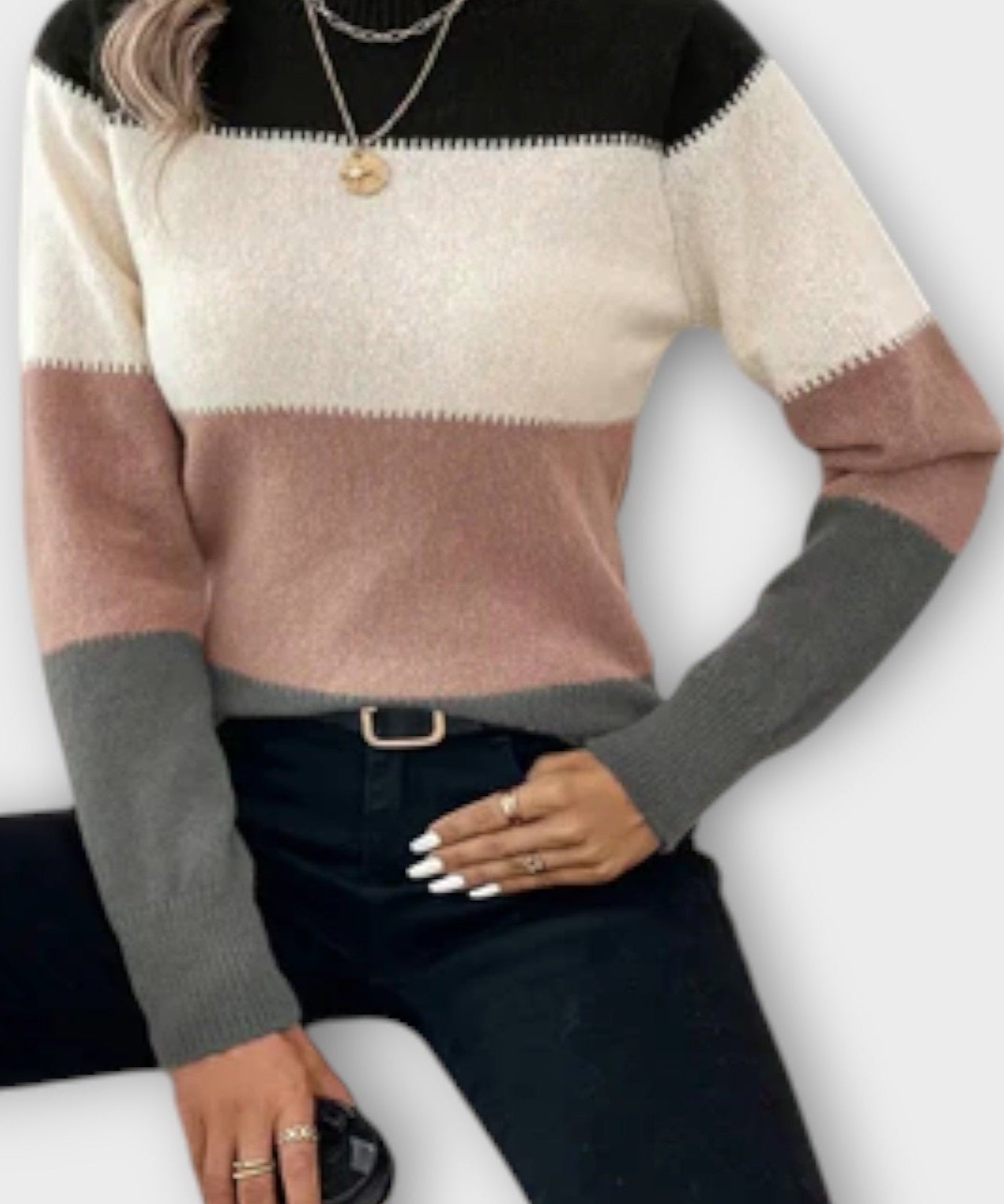 Vibeke | Stribet Strikketrøje