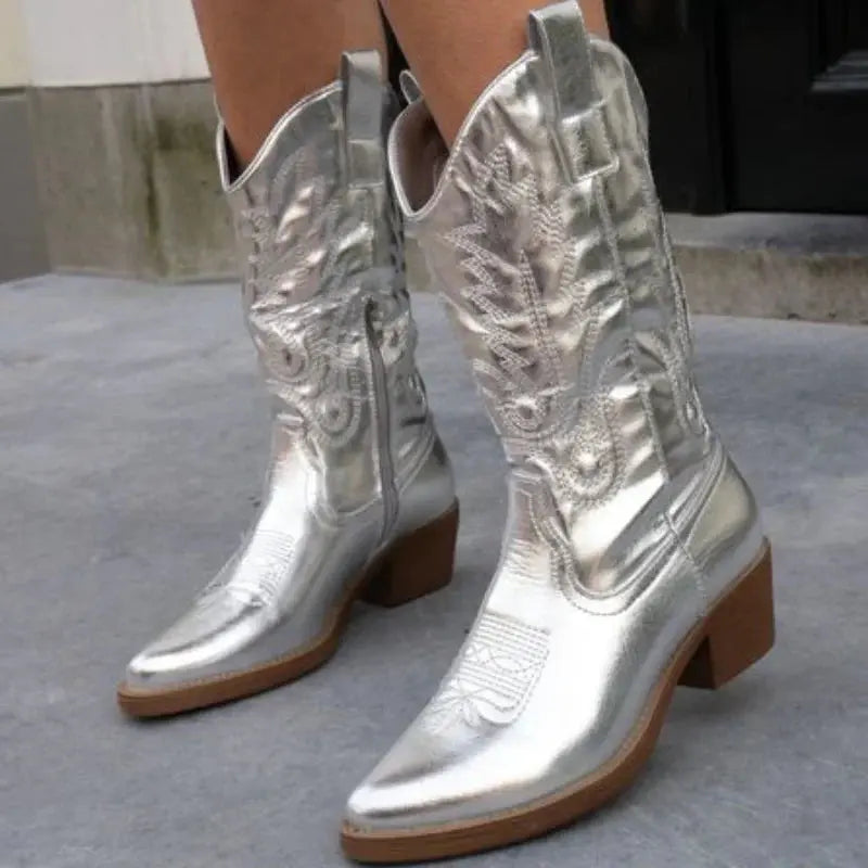 Geneva – Elegant Metallic Cowboy Boots for Women with a Modern Western Look